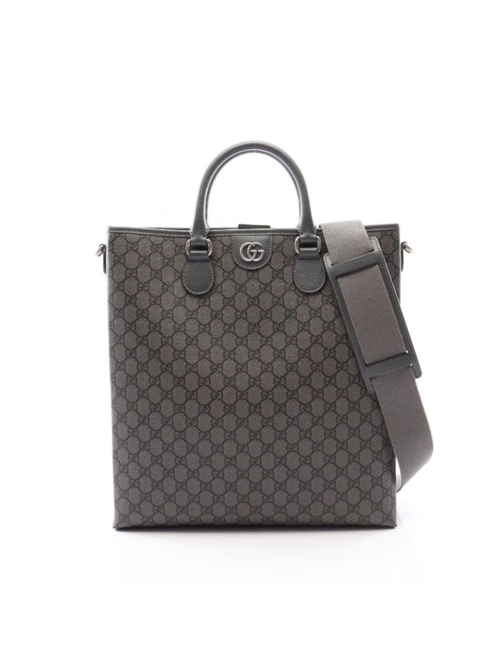 Gucci Tote Bag GG Supreme 2-Way Gray Leather